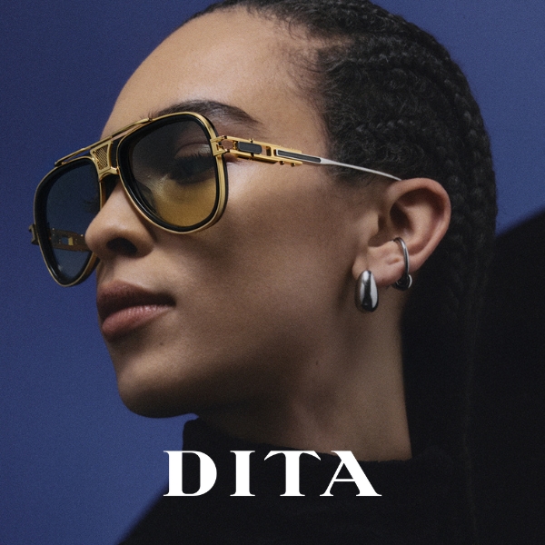 Model wearing Dita glasses