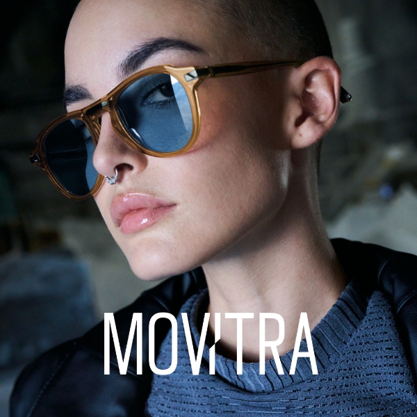 Model wearing Movitra glasses